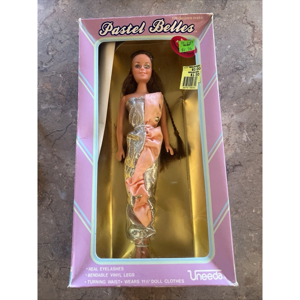 1986 Pastel Belles Brunette Doll- Real Eyelashes By Vneeda